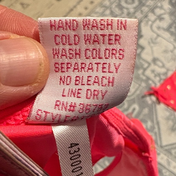 Coral and Gold Swimsuit Set. Baby girl size 12 months - Picture 3 of 4